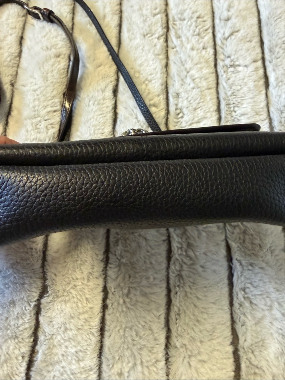 Brighton Black and Dark Brown Leather Crossbody with Croc Accents - Picture 13 of 13